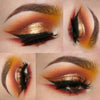 Gold winged eye makeup by Makeup Mouse created using 'Diva' lashes