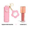 Pink Lip Gloss Holder Keychain + Gloss Set