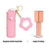 Pink Lip Gloss Holder Keychain + Gloss Set