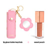 Pink Lip Gloss Holder Keychain + Gloss Set