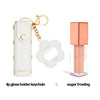 White Lip Gloss Holder Keychain + Gloss Set